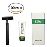ECO Amenities Smooth Shave Disposable Razor with Cream, Individually Wrapped Paper Box, 100 Set per Case